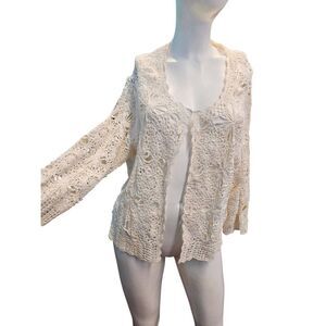 Dress Barn Off White Open Crochet Sweater Womens 1X
